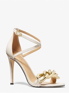 MICHAEL MK Chain-Front Ankle-Strap Heels